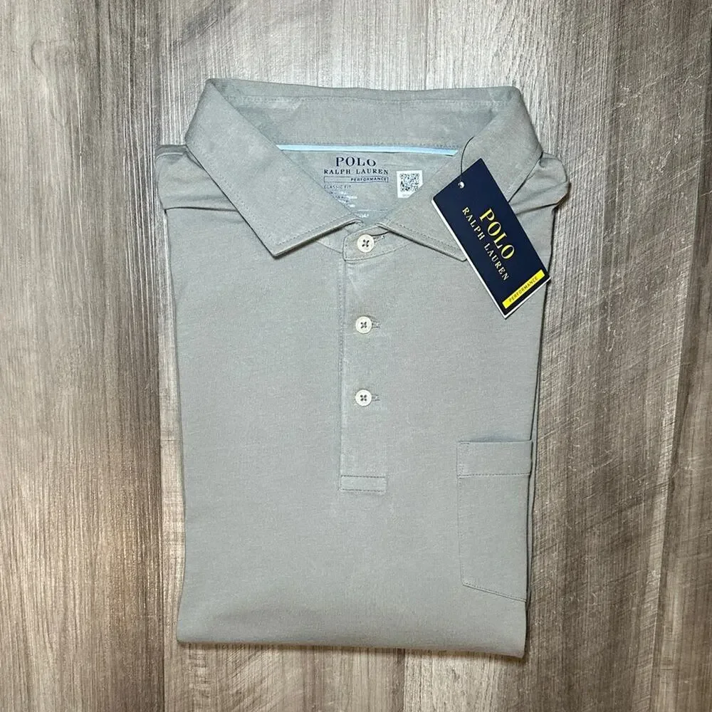 Polo Ralph Lauren Performance Classic Fit Grey Long Sleeve Golf Polo - XL